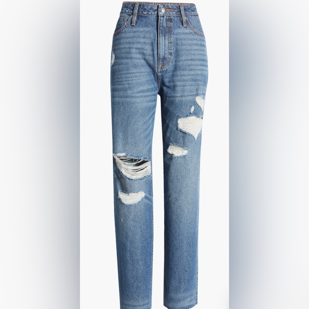 NEW VIGOSS- Ripped Super High Waist Tapered Jeans
